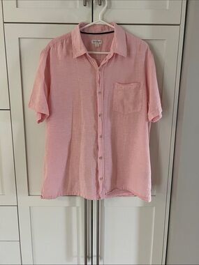 Sun & Stone Men's Light Pink Short-Sleeve Button-Up Shirt - Linen Blend